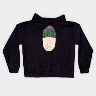 Cactus with pink flower collage Kids Hoodie